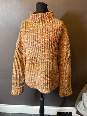Madewell Multicolored Ribbed Turtleneck Sweater - Orange Speckle
